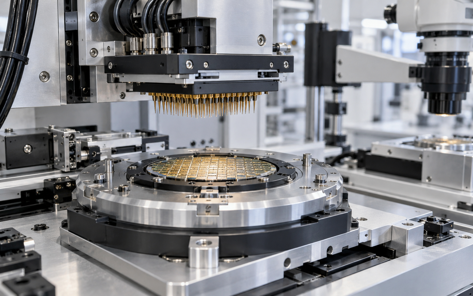 Probe card stiffener and test hardware